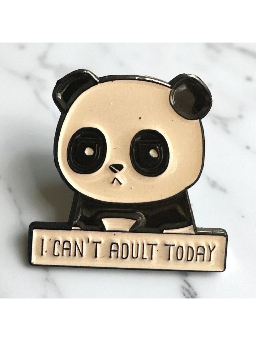 I CANT ADULT TODAY Panda Enamel Lapel Backpack Pin NEW NWOT